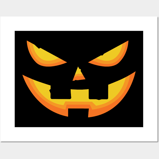 Halloween Pumpkin Face Design Wall Art by eliteshirtsandmore